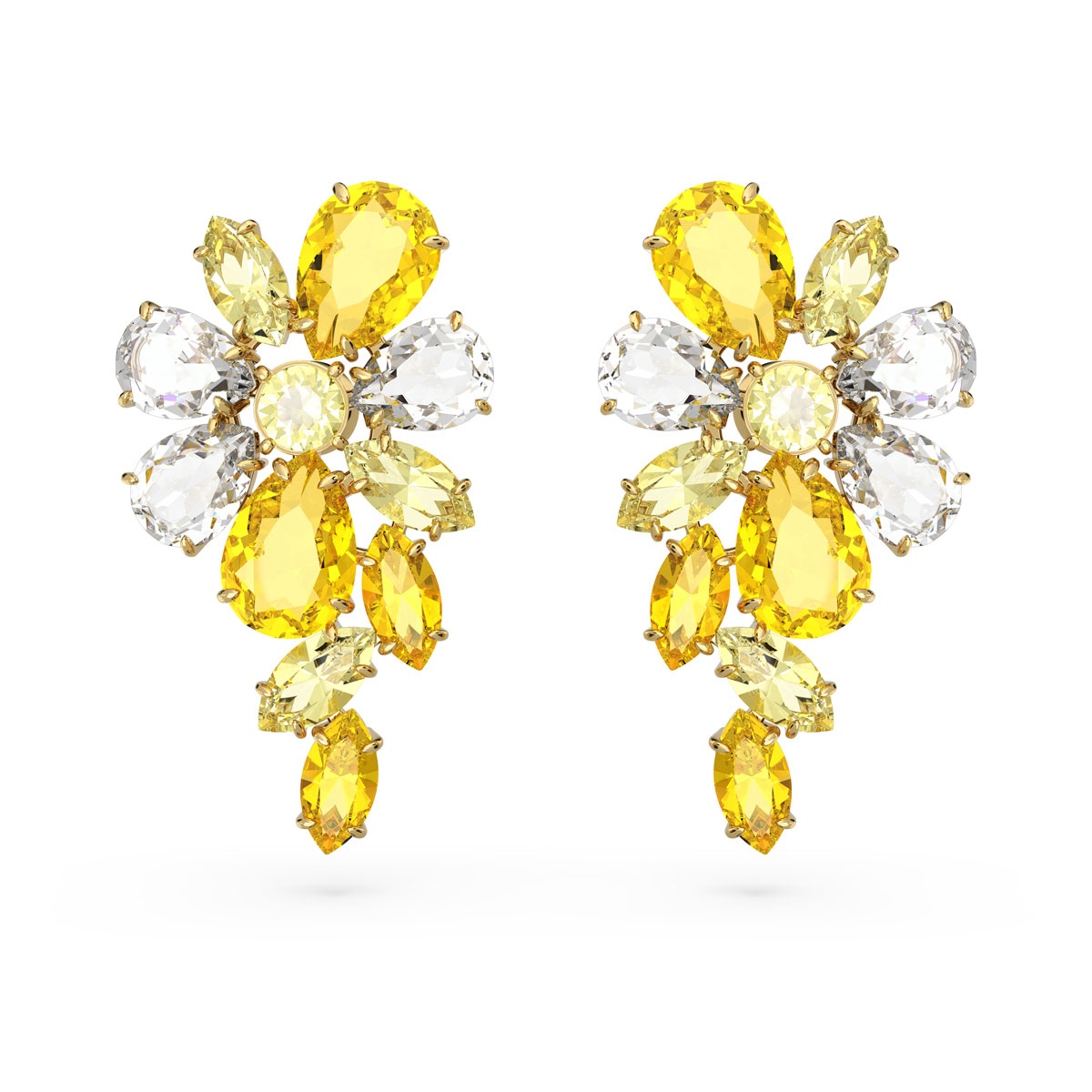 Swarovski Jewelry Gema, Pierced Earrings Medium Yellow, Gold